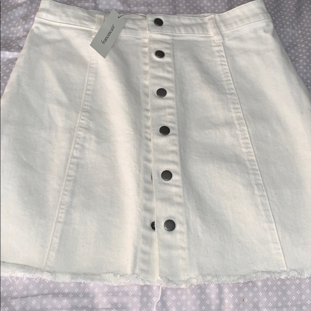 nwt francescas white denim skirt